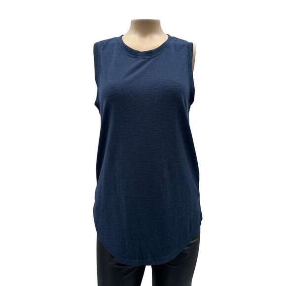 Athleta Sleeveless Relaxed Fit Workout Gym Muscle Tank Top Navy Blue Womens S - Picture 1 of 11